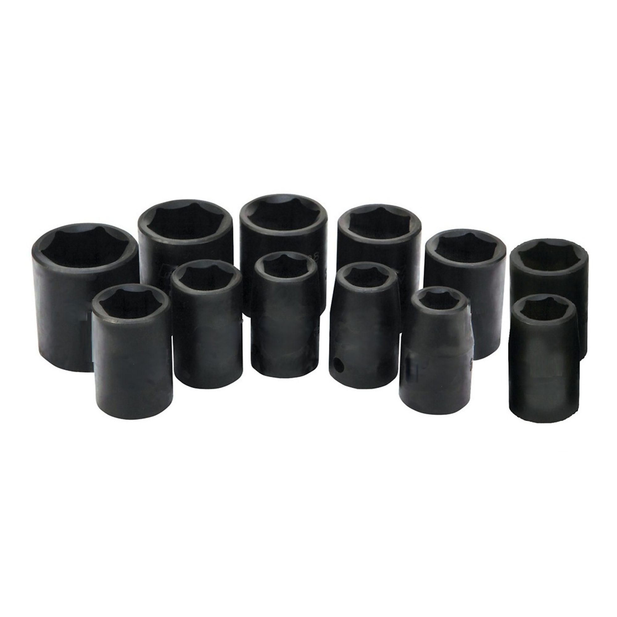 Ironton Shallow Impact Socket Set, 1/2in. Drive, 12-Pc., Metric, Black, CR-V Steel